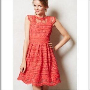 Yoana Baraschi Dress 12 Orange Red Mesh Embroidered
